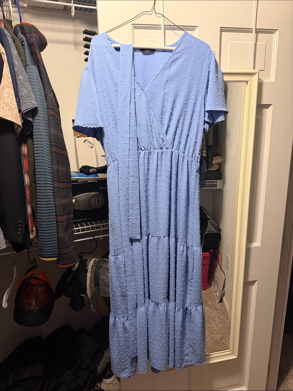 Light Blue Tiered Maxi Dress with V-Neck